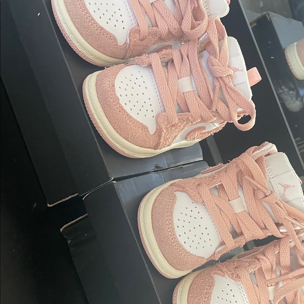 Jordan Kids High-Top Sneakers in Pink and White